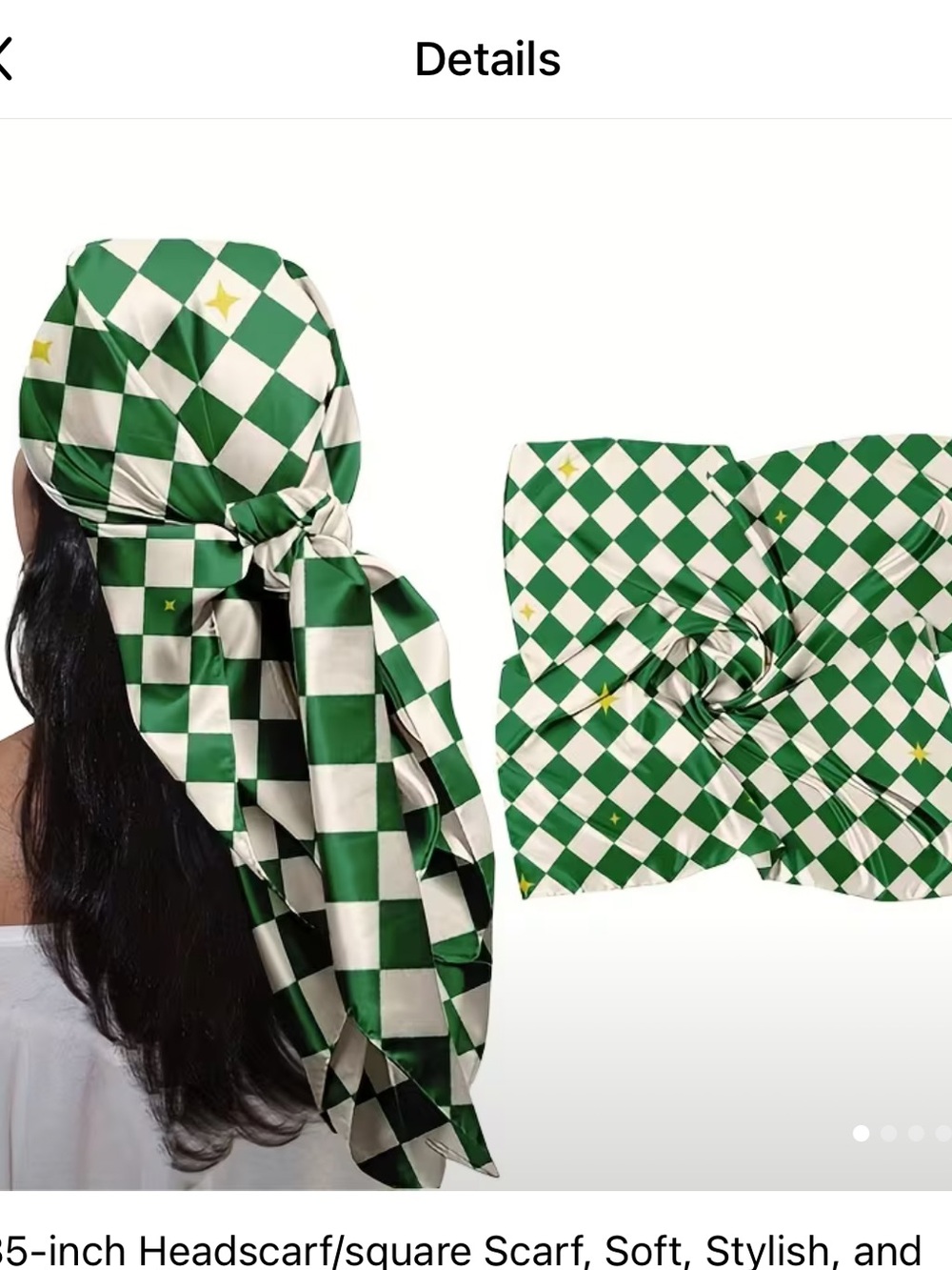 Green and White Checkered Headscarf